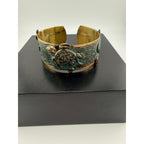 Elaine Coyne Verdigris Patina Brass Three Turtle Cuff Bracelet