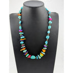 Native American Turquoise Magnesite Necklace Color Infused Seashells