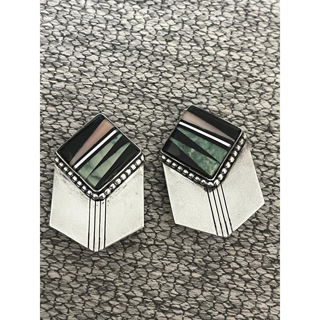 Sterling Silver Southwestern NA Multi-Stone Earrings