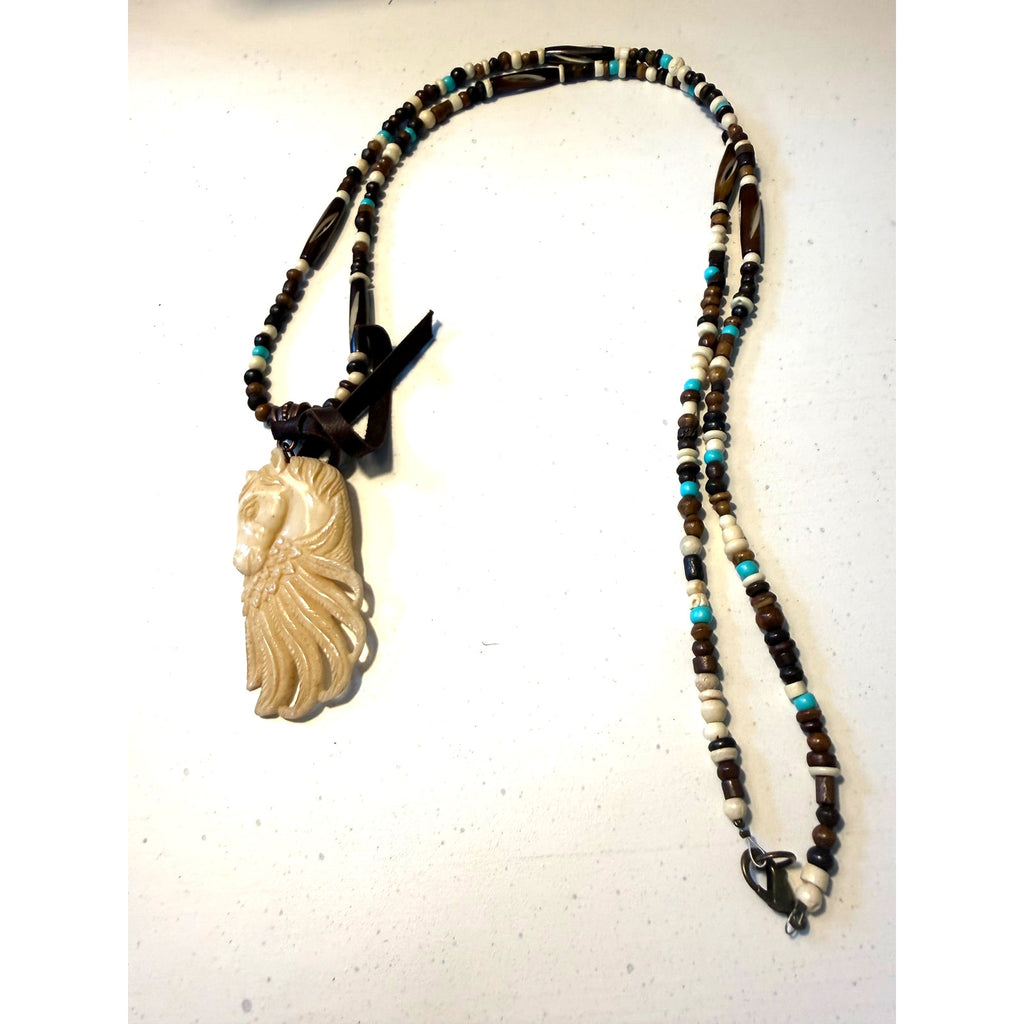 Navajo Mary W Roanhorse 'Spirit Horse'- 33" Necklace