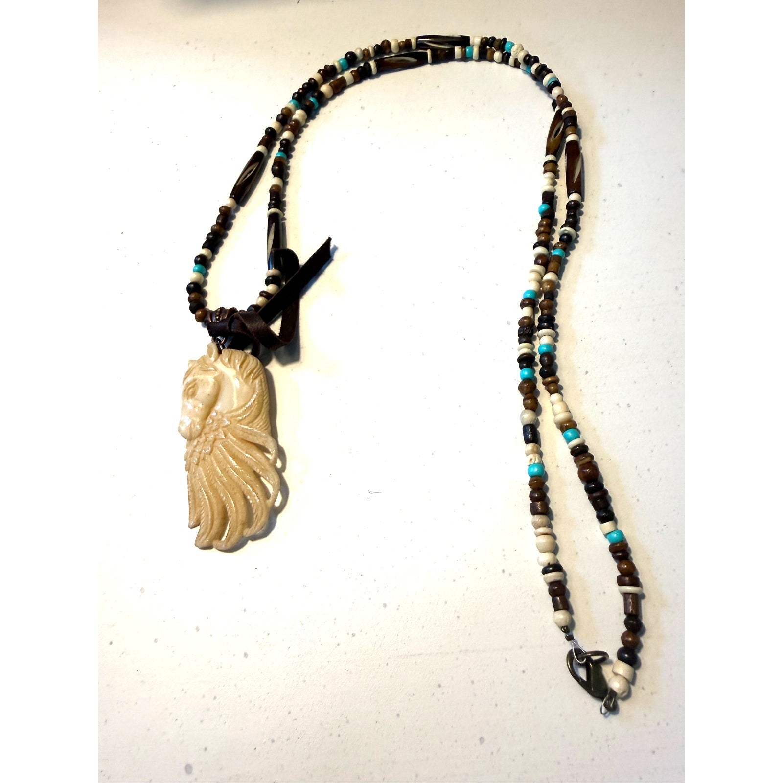 Navajo Mary W Roanhorse 'Spirit Horse'- 33" Necklace