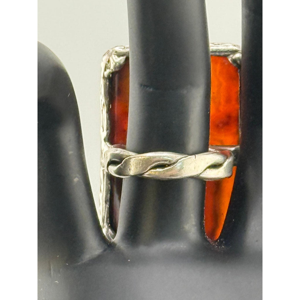 Nadine Leo Mississippi River Pearl Co Sterling Silver Agate Ring Size 7.5