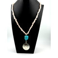 Turquoise Pendant on Pink Morganite Stone Necklace