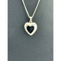 Vintage 925 Sterling Silver Onyx Heart Pendant Necklace