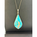 Vintage Siam Dancer Turquoise Teardrop Pendant Sterling Necklace