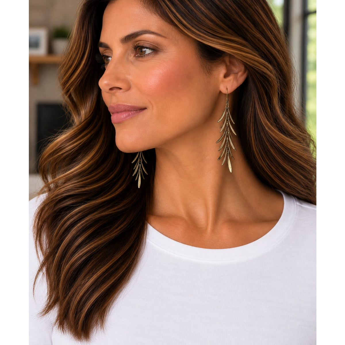 Michael Michaud Herb Rosemary Long Dangle Wire Earrings