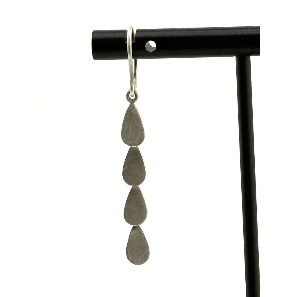 Jane Diaz Sterling Silver Tear Drop Cascade Earrings - Hand Cut Design