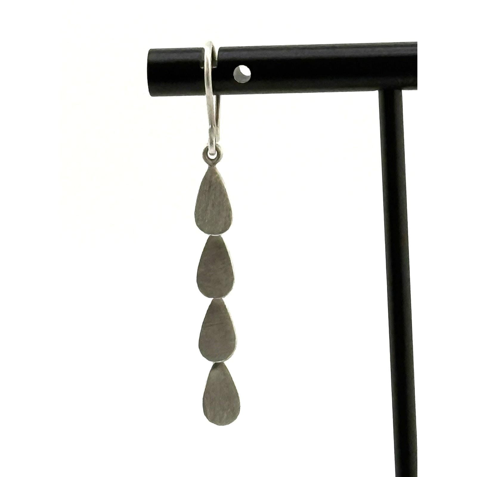 Jane Diaz Sterling Silver Tear Drop Cascade Earrings - Hand Cut Design