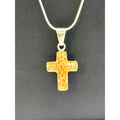 Vintage Encased Flower Cross Pendant Necklace