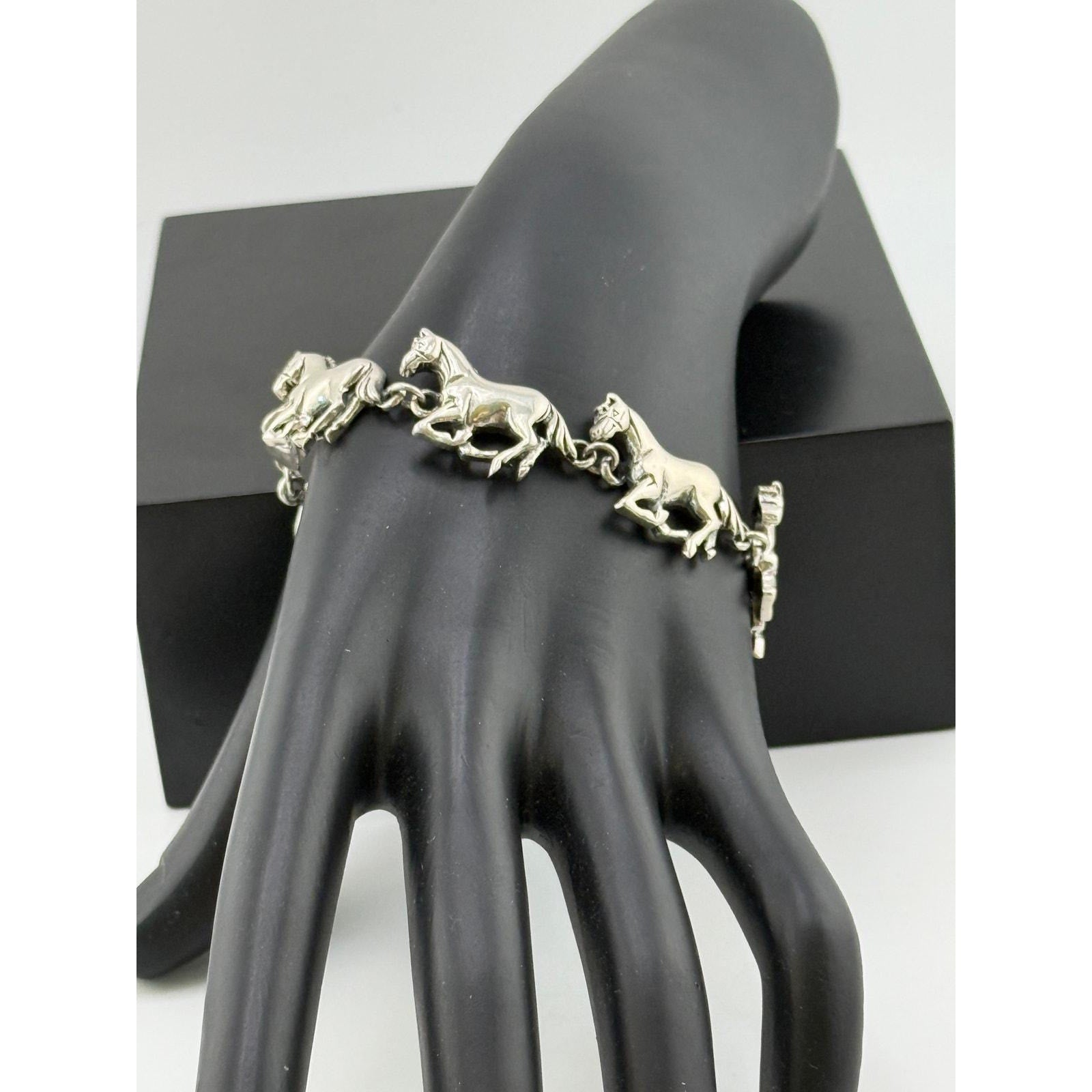 High Quality Sterling Silver Detailed Horse Bracelet