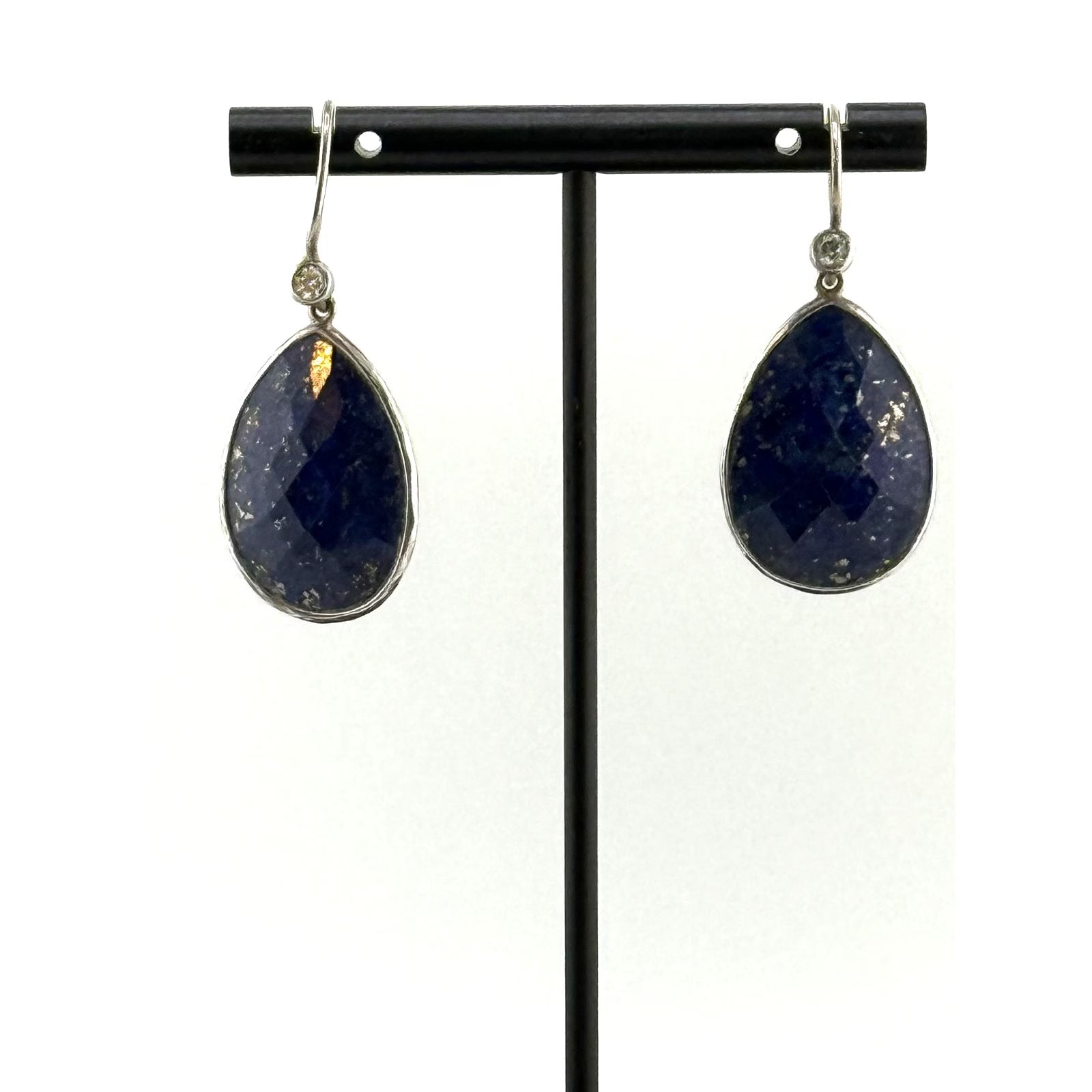 Silpada 925 Sterling Silver Blue Lapis CZ Dangle Earrings