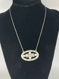 Hand Painted Porcelain Bead and White Stone Necklace