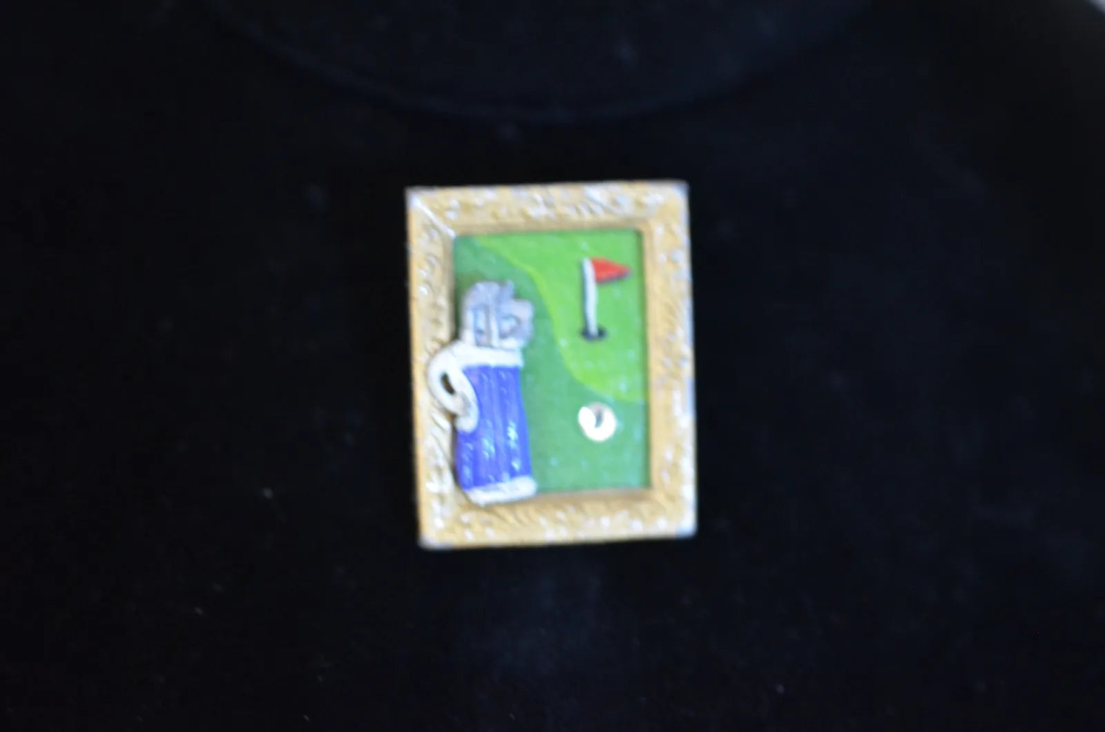 Vintage Artist Nancy Mier Handcrafted Golf Themed Brooch Pin