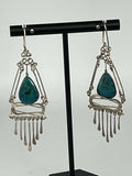 Vintage Silver Turquoise Delicate Fringe Earrings