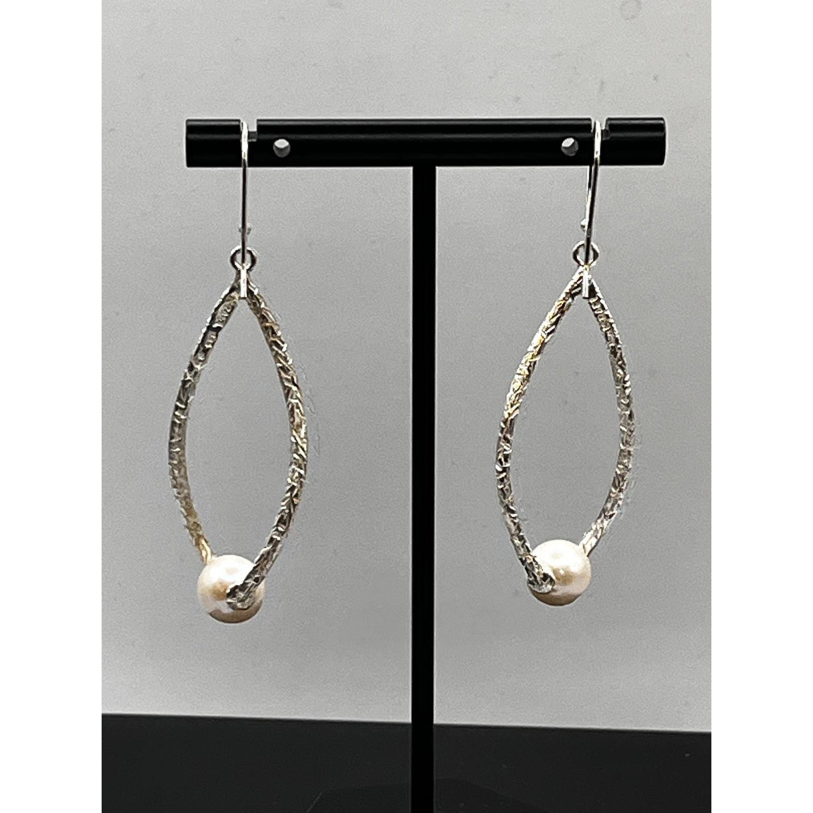 Vintage Milor 925 Sterling Silver Pearl Dangle Earrings