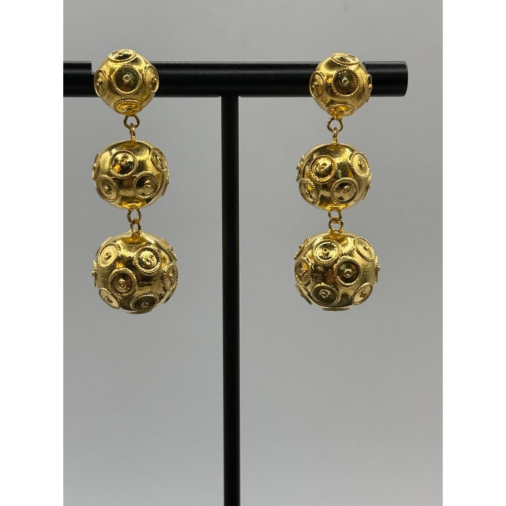 Portuguese Gold Plated Sterling Silver Viana Conta Earrings