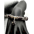 Vintage Silver Plated Pink/Purple Swarovski Crystal Charm Bracelet