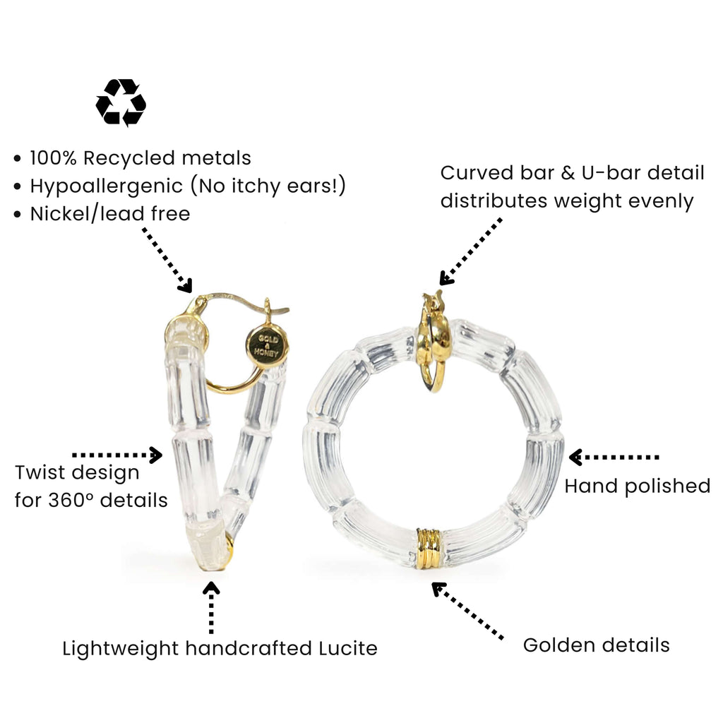 Gold & Honey Gala Bamboo Lucite Earrings