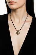 Clay Designs by Glee Crystal Beads Pewter Cross Pendant Necklace