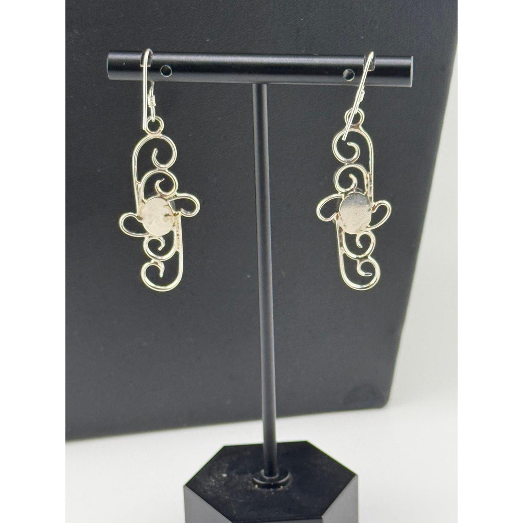 Sheena Jack Navajo Sterling Silver White Buffalo Dangling Earrings