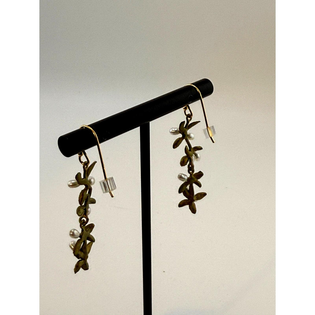 Michael Michaud Flowering Thyme Long Dangle Wire Earrings