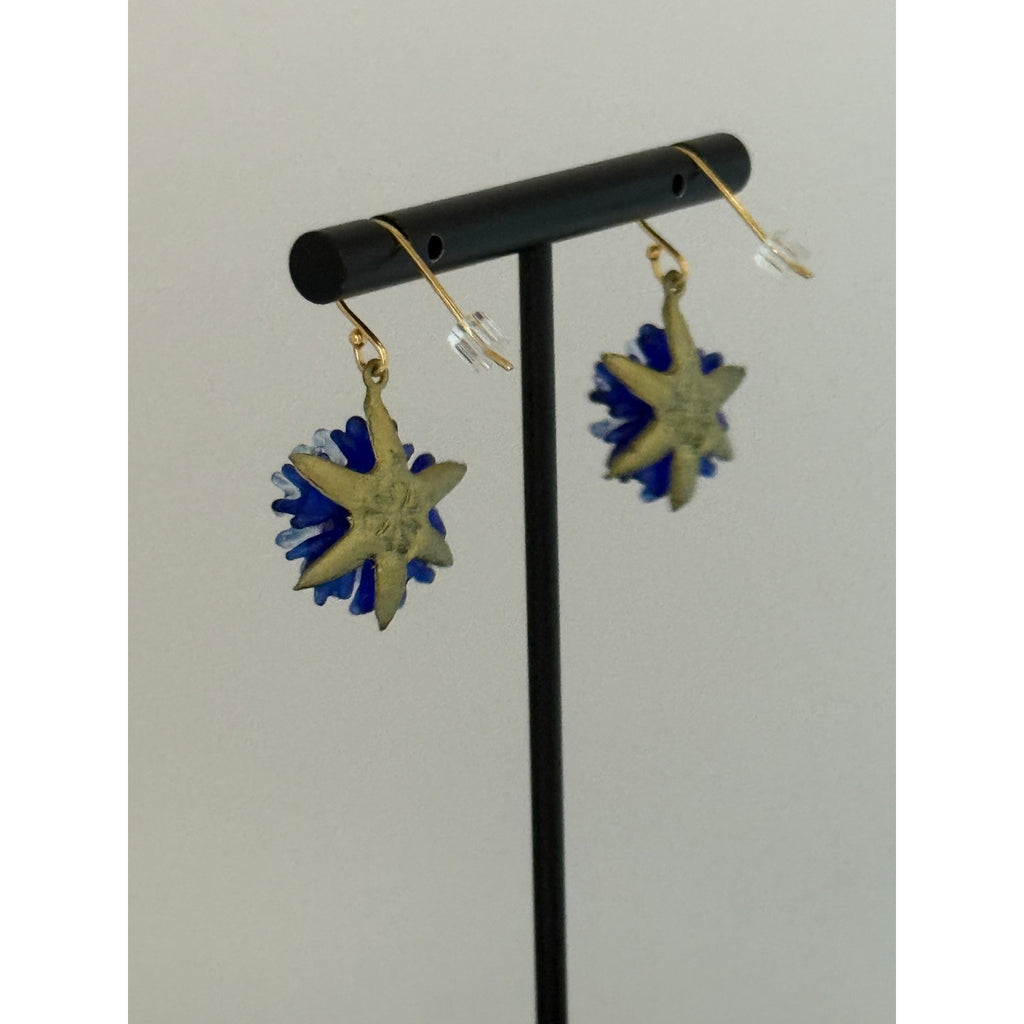 Michael Michaud Cornflower Blue Dangle Wire Earrings