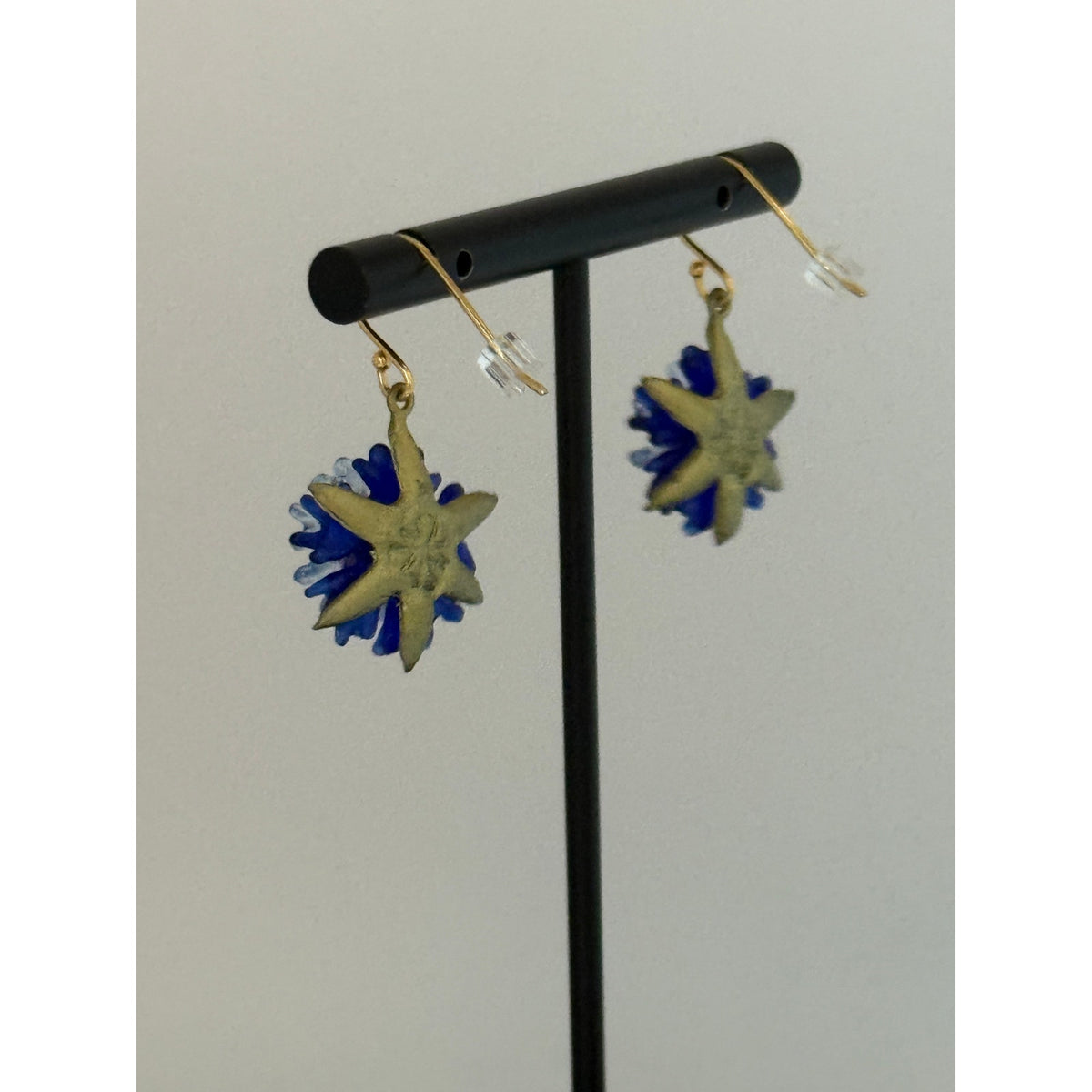 Michael Michaud Cornflower Blue Dangle Wire Earrings