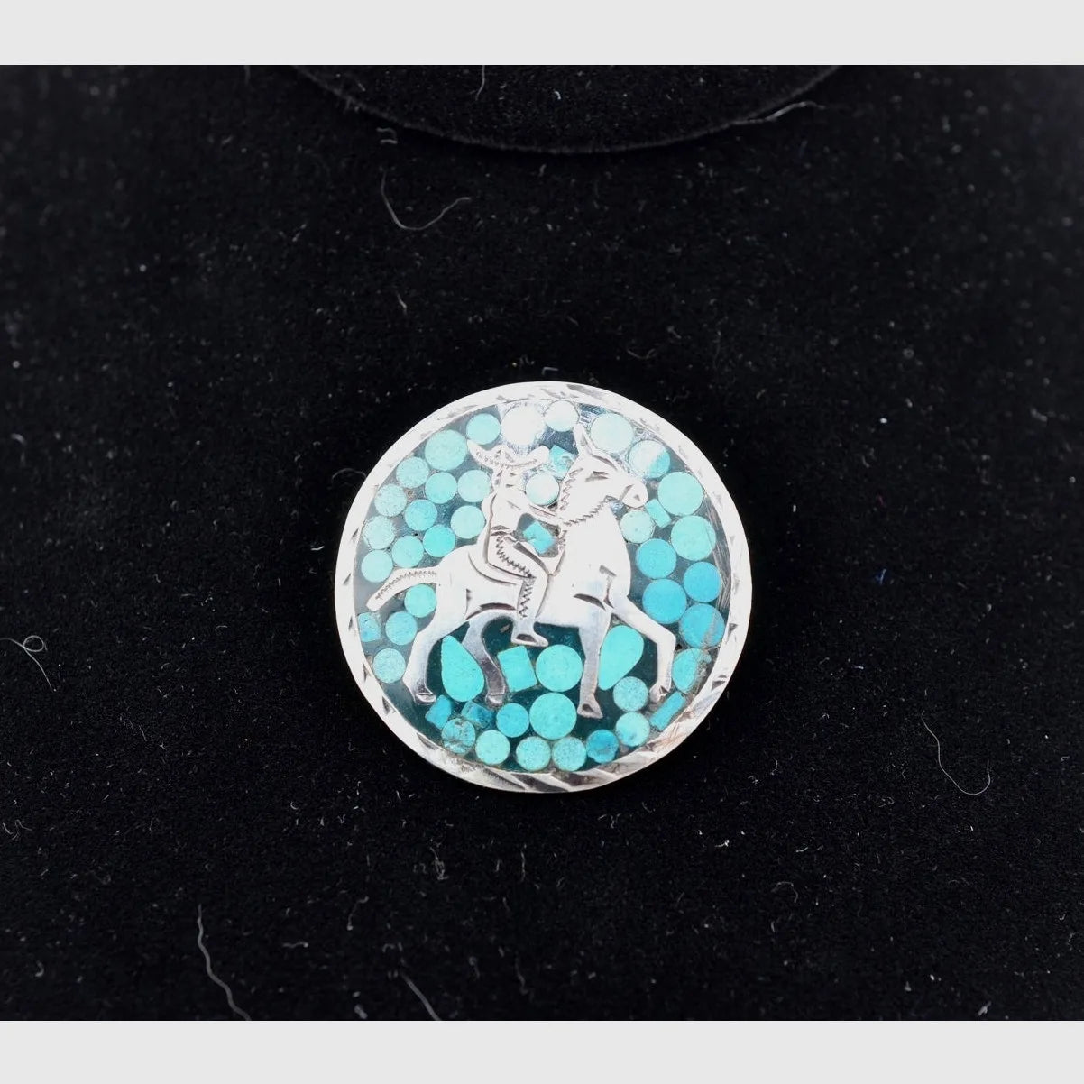 Vintage Signed Mexico 925 Sterling Turquoise Pendant or Pin