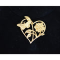 Vintage Gold-Tone Sterling Silver Heart Shaped Brooch Signed H&H
