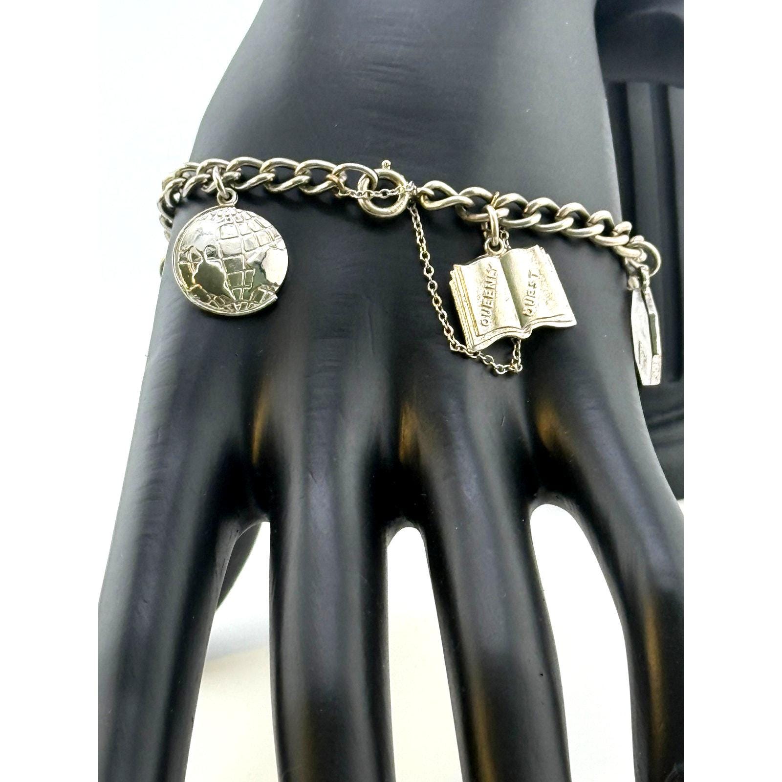 Vintage Unique 925 Sterling Silver 8 Charm Bracelet
