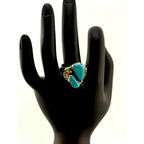 Vintage Melinda Lucas Hopi Sterling Silver Turquoise Size 11 Ring