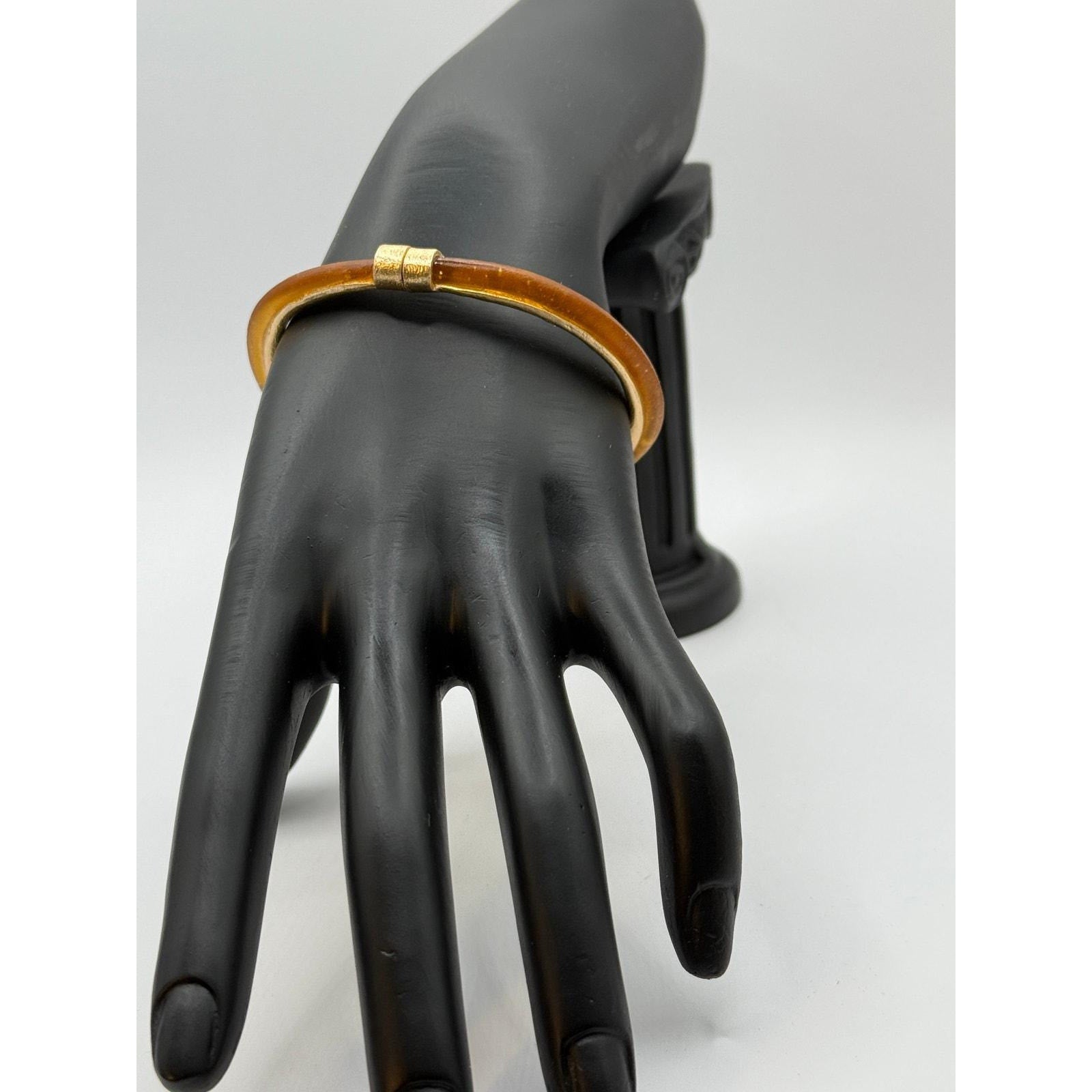 Michael Vincent Michaud 18K Gold Plated Amber Bangle Bracelet