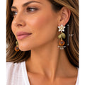 Michael Michaud Orange Blossom Flower & Drop Post Earrings