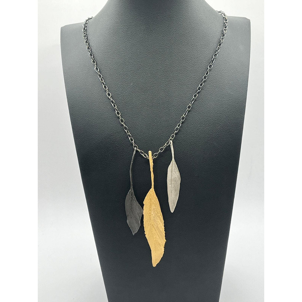 Michael Michaud Feather Tricolor Pendant On Chain - 20"