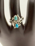 Navajo Harris Largo Turquoise Sterling Silver Ring Size 7.25