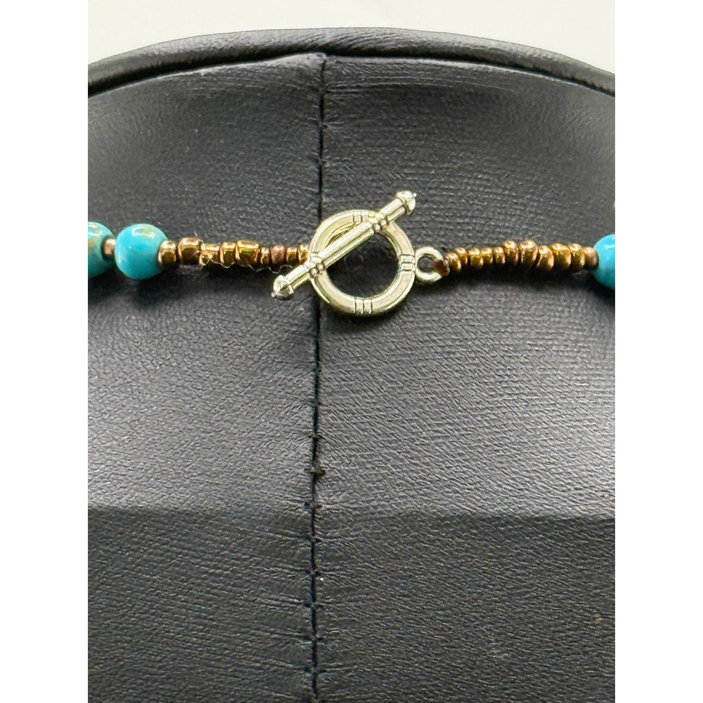 Native American Turquoise - Howlite - Coral Cross Pendant Necklace