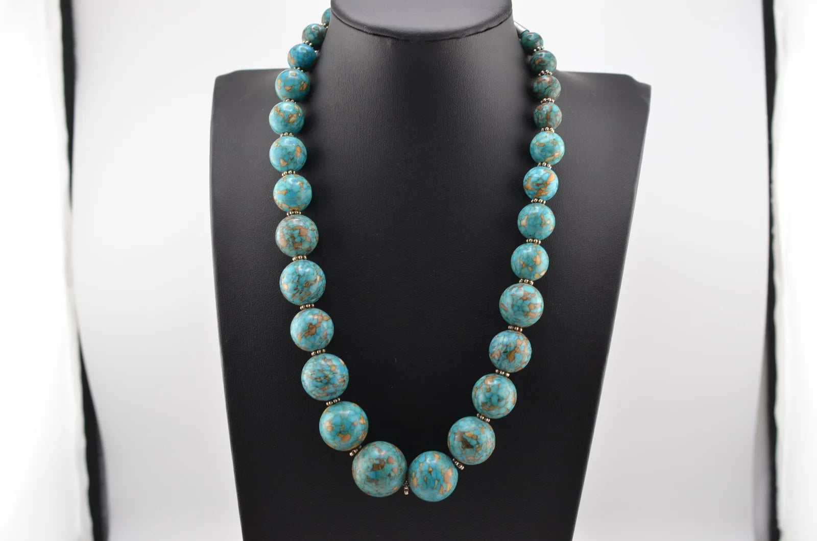 Navajo Mary W Roanhorse Handmade Mosaic Turquoise Sterling Necklace