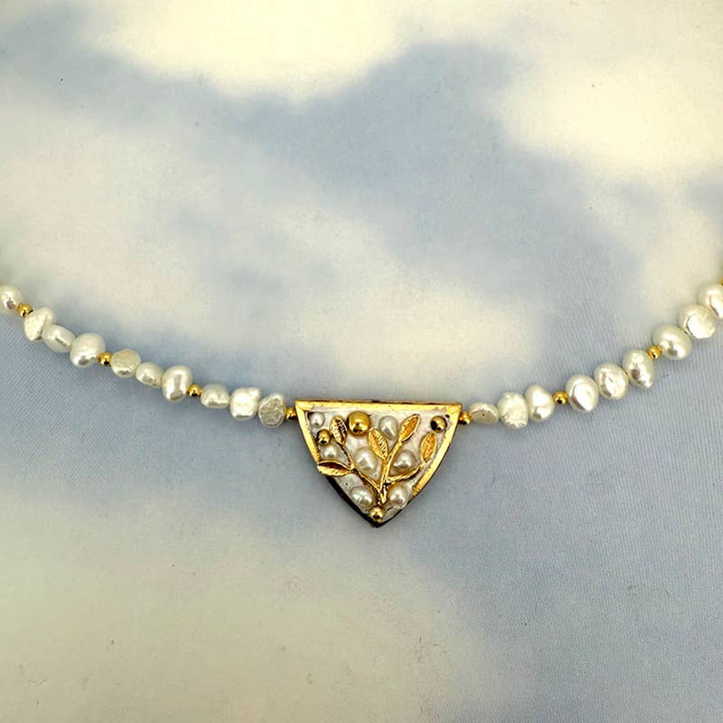 Michal Golan Luster & Light Pearl Triangle Necklace