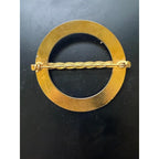 Vintage Pink Enameled Gold Tone Circular Art Deco Brooch