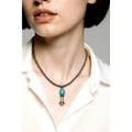Navajo Samuel Yellowhair Sterling Silver Turquoise Pendant Necklace