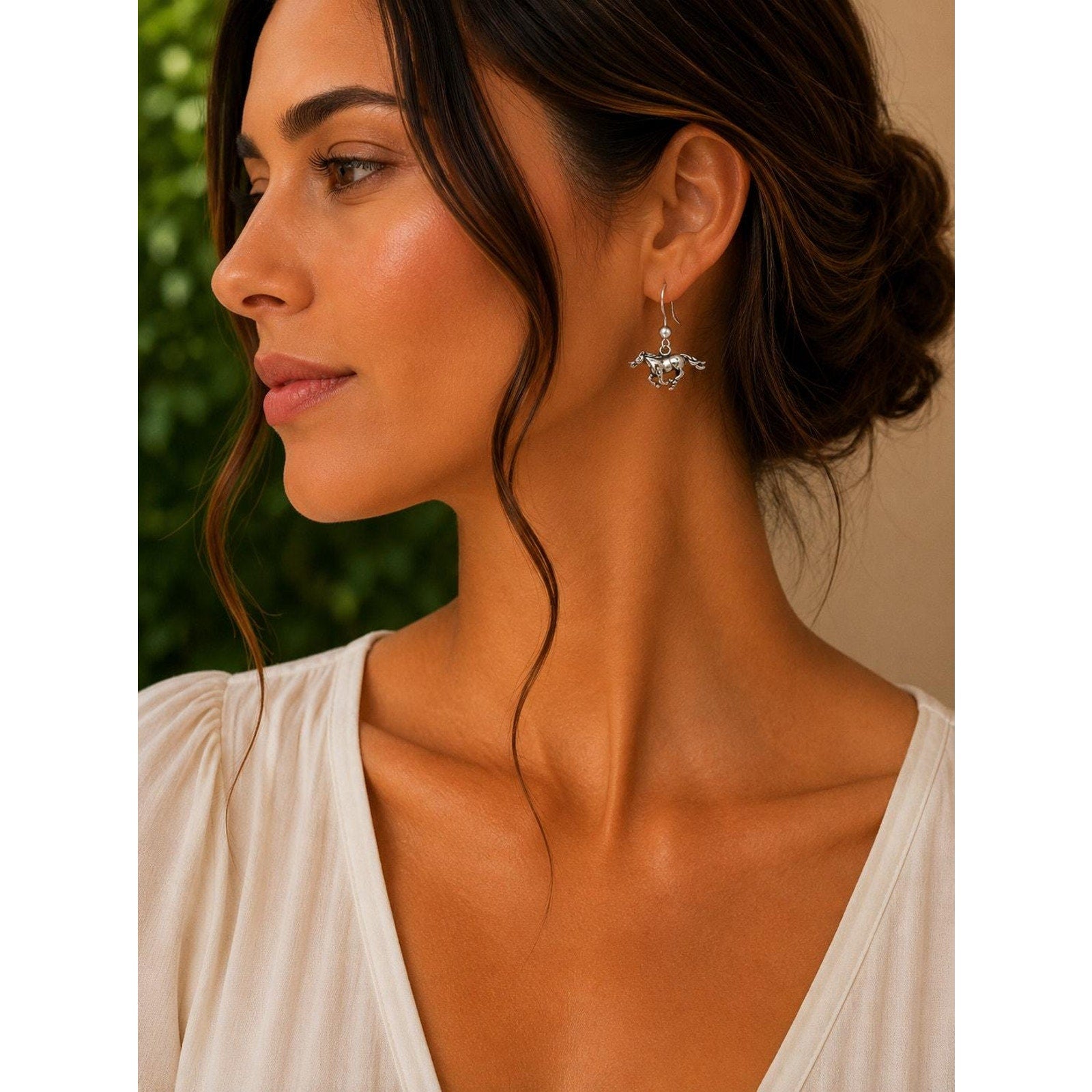 925 Sterling Silver Dainty Running Horse Wire Earrings