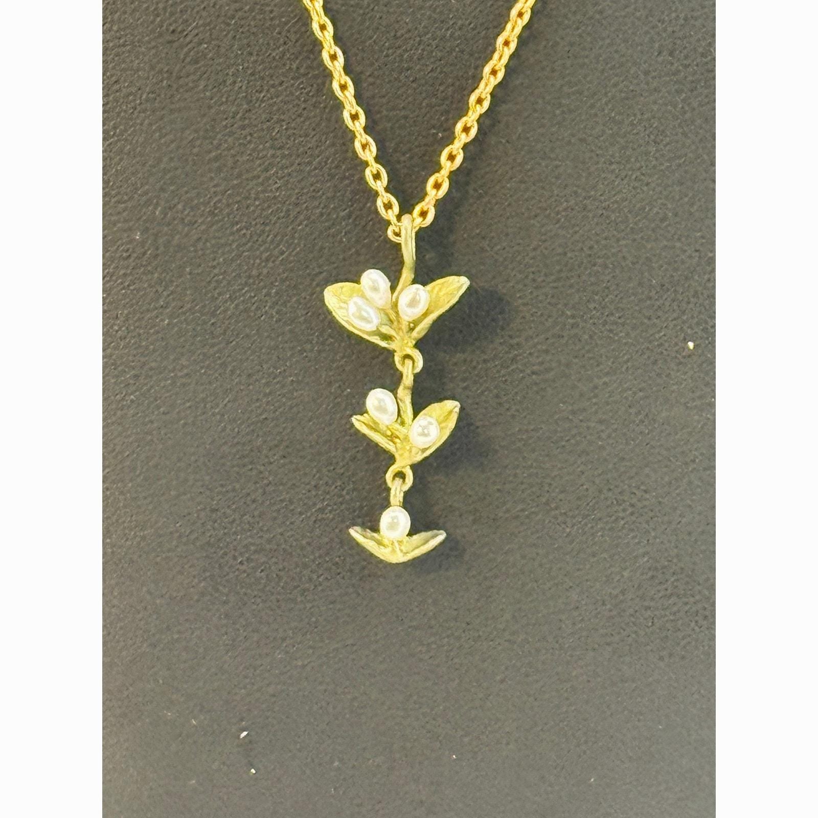 Michael Michaud Spring Vine Pearl Pendant Necklace