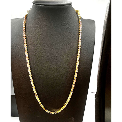 18K Gold Plated Stainless Steel Sahira 12-16 inch Pink Choker Necklace