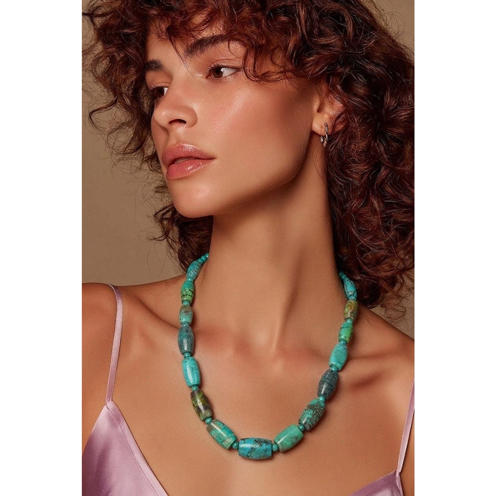 Natural Hubei Turquoise Necklace Native American Handmade