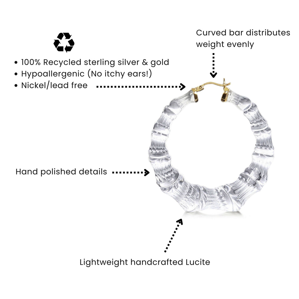Gold & Honey Rum & Coke Lucite Bamboo Hoop Earrings