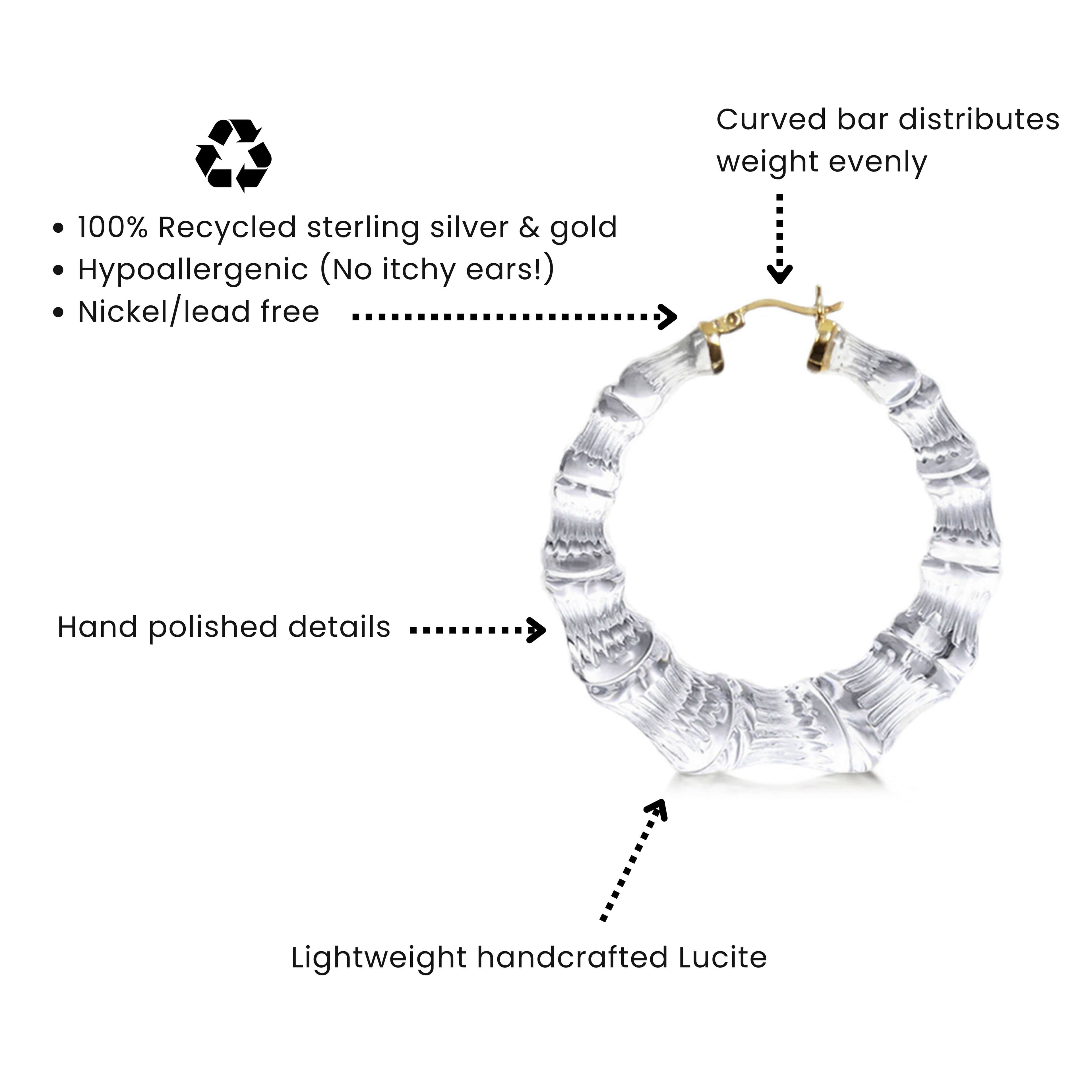 Gold & Honey Rum & Coke Lucite Bamboo Hoop Earrings