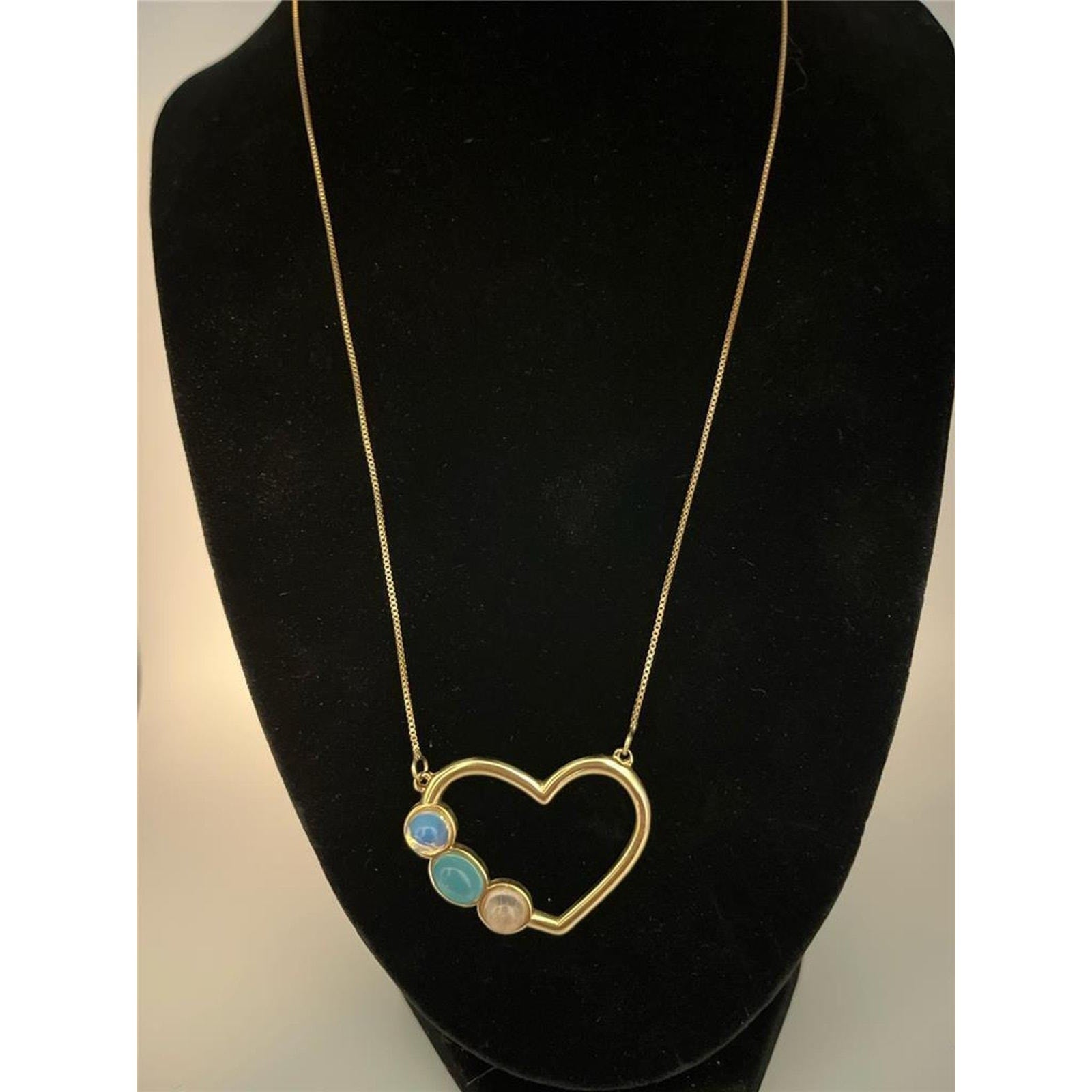 Brazilian Stone Heart Shaped Necklace Gold Plated