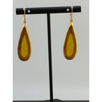 Michael Vincent Michaud 18K Gold Plated Tear Drop Amber Earrings