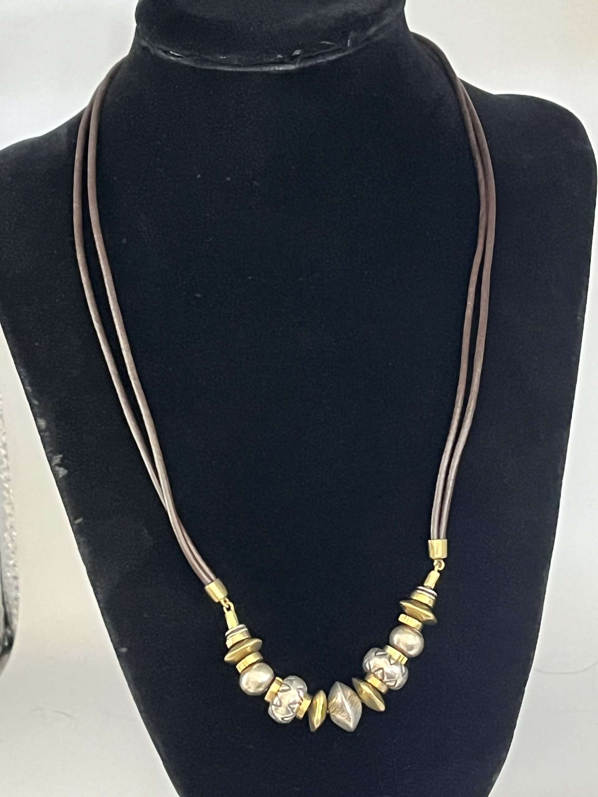 Silpada Sterling Silver Treasured Trinkets Brown Leather Necklace