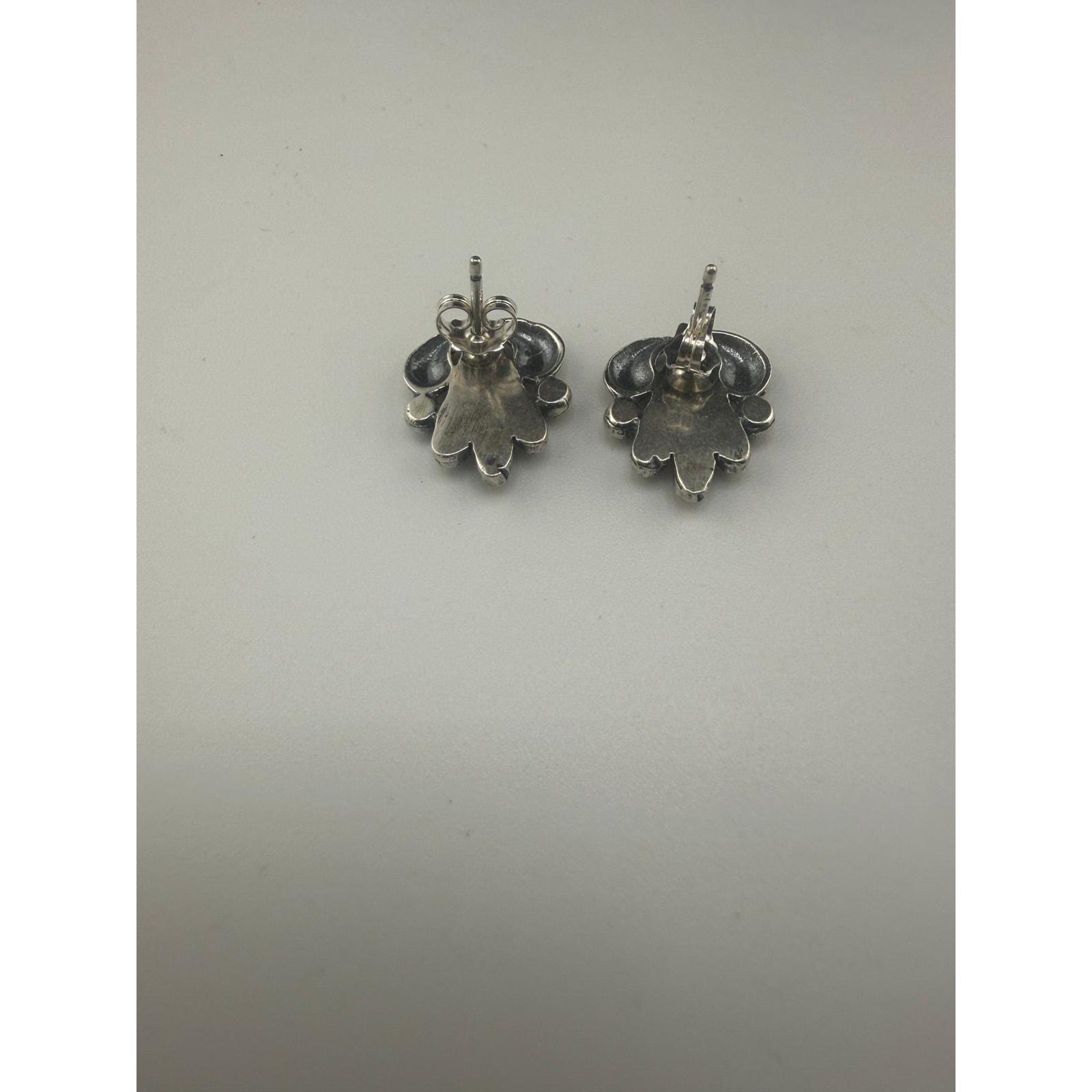 Native American Sterling Silver Fan Shaped Post Earrings